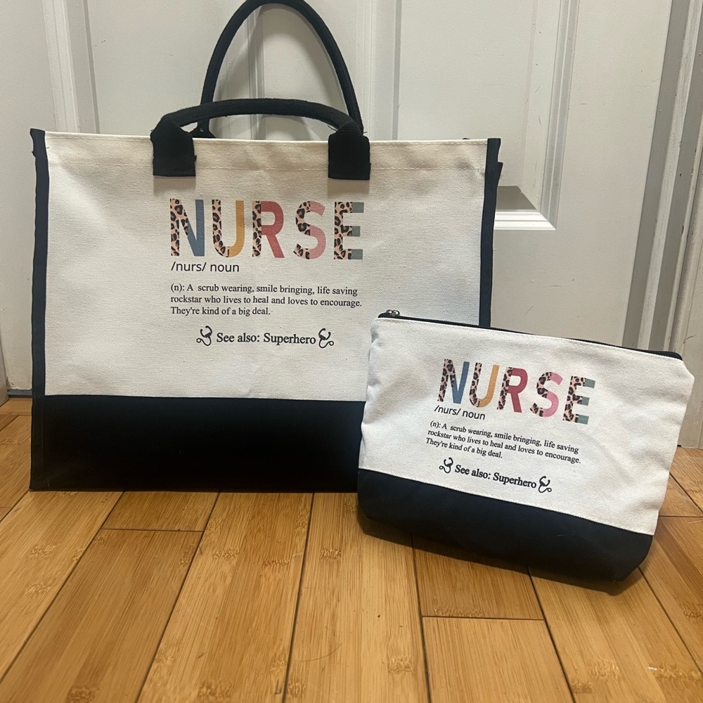 Nurse Definition Tote and Pouch Set - Black and White